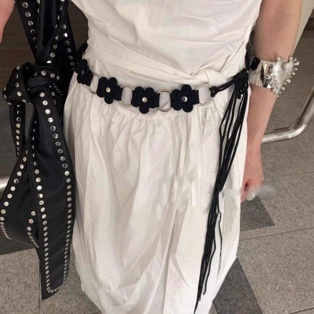 Ethnic Leather Waist Rope Floral Dress Jeans Belt American Women's Belt  Waist Decoration