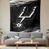 Silver Geometric Star Logo Tapestry Wall Hanging, Black Sports Emblem Art, Modern Wall Decor for Bedroom Living Room Dorm