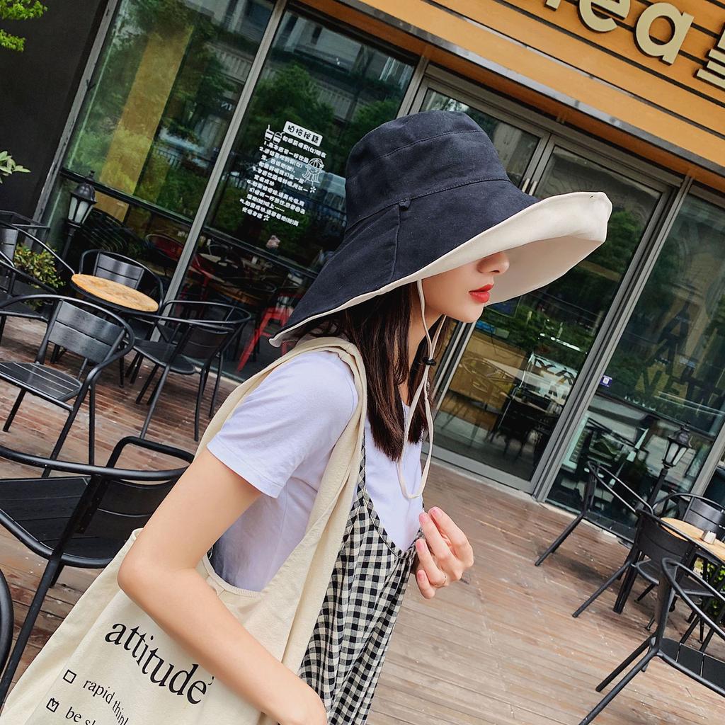 Summer Korean-style Versatile Travel Sun Hat, UV Protection, Wide-brimmed Women's Hat, Japanese-style Double-sided Fisherman Hat for Women