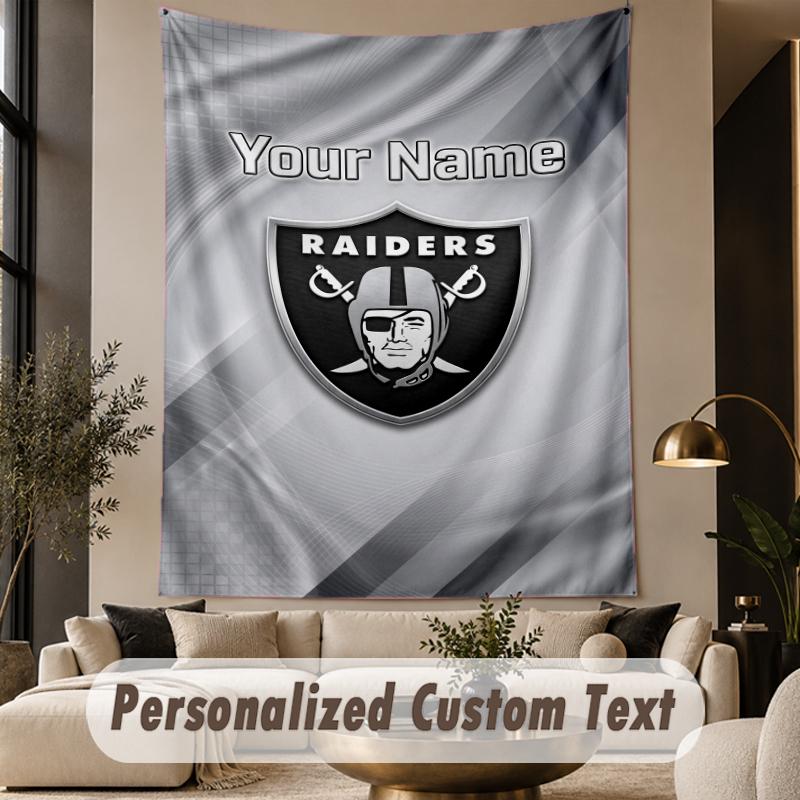 Custom Text Tapestry Las Vegas Raiders Print Wall Tapestry Indoor Living Room Wall Decor