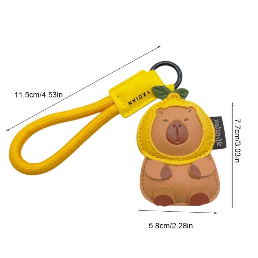 Animal Cartoon Key Holder Doll PU Leather Key Rings Fashion Kapybara Keychain  Bag Charm