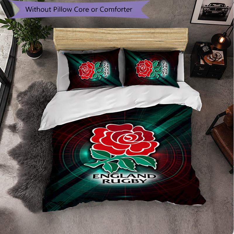 Set Biancheria da Letto 3 Pezzi in Microfibra con Fantasia Rugby Inglese Copripiumino Decorativo per Camera da Letto Uso Domestico