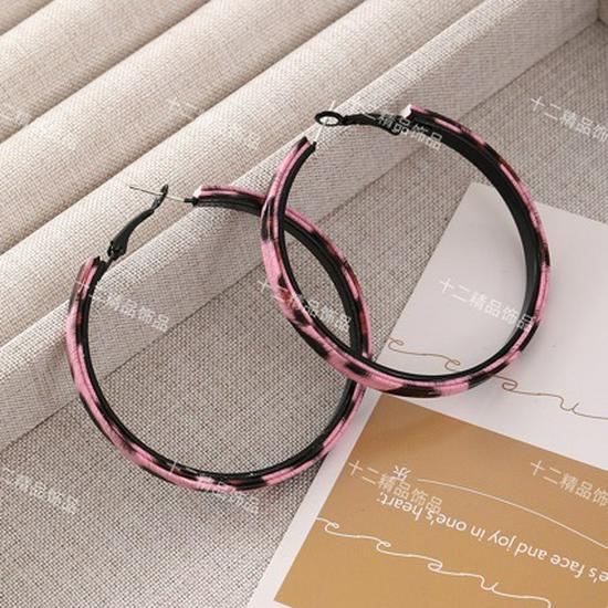 High-Class Retro Leopard Print Round Leather Hoop Earrings