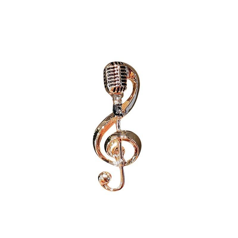 Broche Microphone Personnalisée en Métal pour Femmes Broche Haut de Gamme et Tendance Notes Élégantes et Créatives