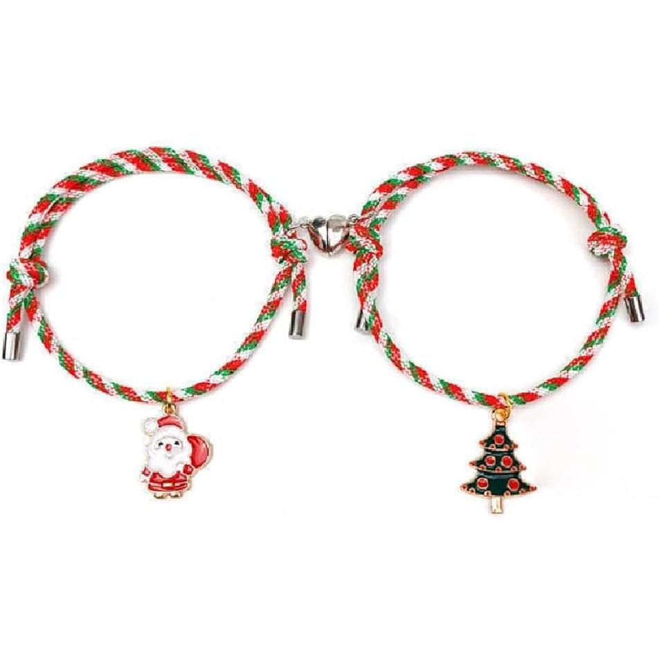2 Stück Niedliches Cartoon Passendes Weihnachtsarmbänder Set Verstellbar Bunt Passende Paar Geschenke Armbänder Schmuck