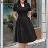 ZANZEA Damen Casual Sommerkleid mit quadratischem Ausschnitt, kurzen Ärmeln und A-Linien-Schnitt