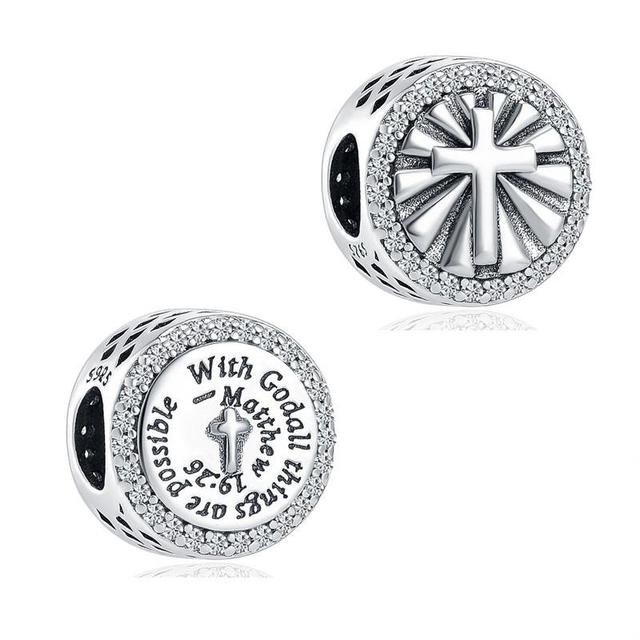 Faith Blessed Modlitba Cross Charm Bead Fit Originální módní náramek Diy pro dámské šperky
