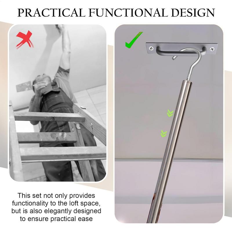 Attic Pull System Hook Set Efficient Labor-Saving Ladder Pull System Kit Portable Ladder Accessories for Home Improvement