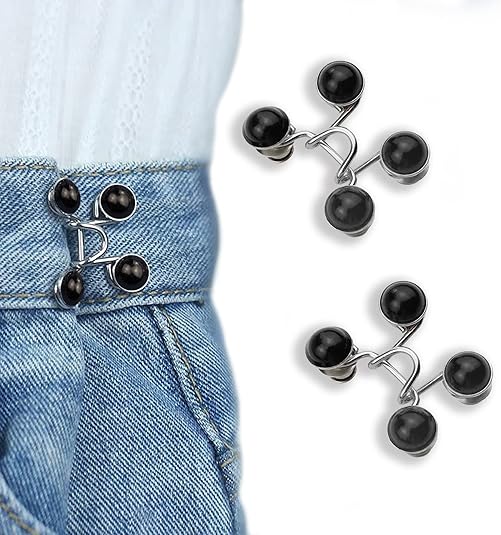 2~8Sets Adjustable Jeans Button Pant Waist Tightener,Detachable Decor Waist Buckle, No Sew and No Tools Button Pins for Jeans