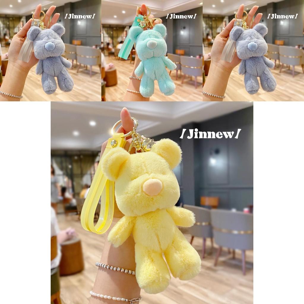 Original Simple Cartoon Bear Keychain Plush Doll Cute Candy Color Decorative Pendant
