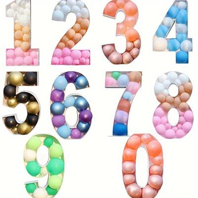 100CM Mosaic Number Frame 0-9 Balloon Filling Stand Number Marquee Frame Baby Shower Birthday Anniversary Party Decor