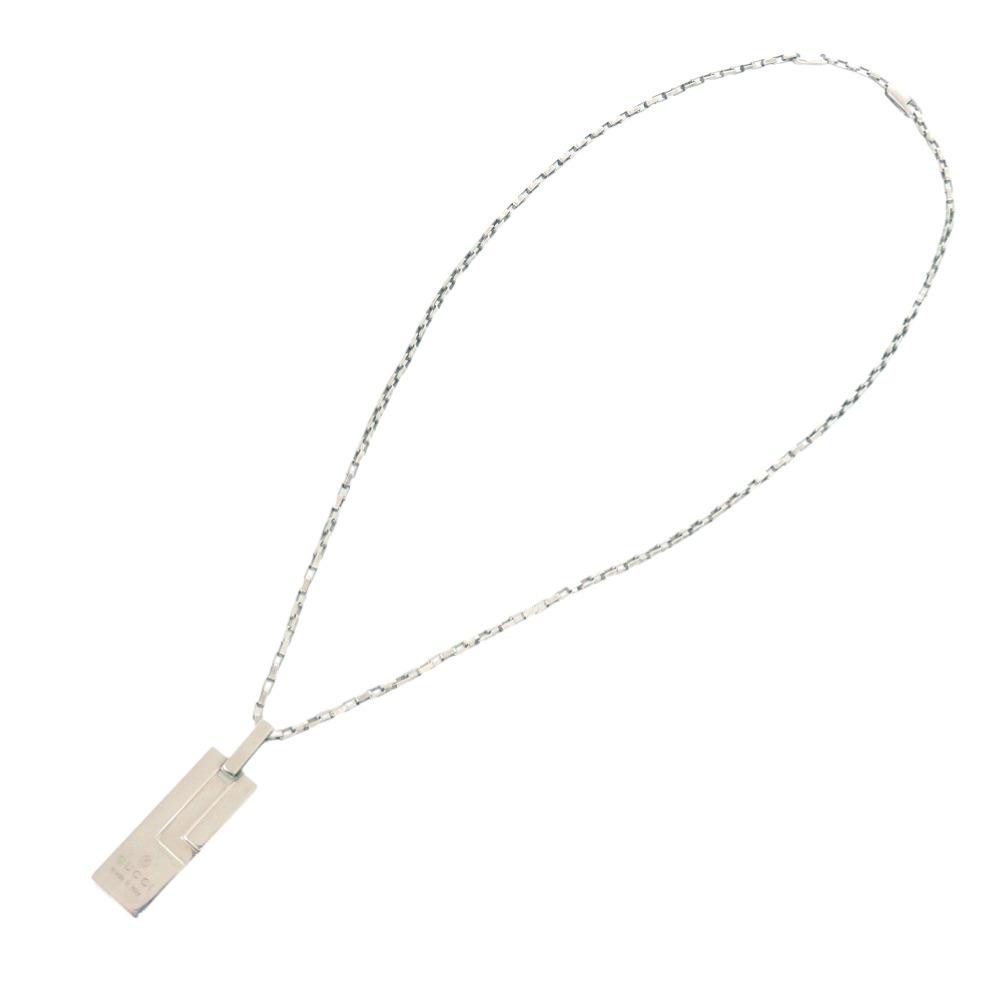 Used AUTHENTIC GUCCI Logo plateNecklace Silver Silver925