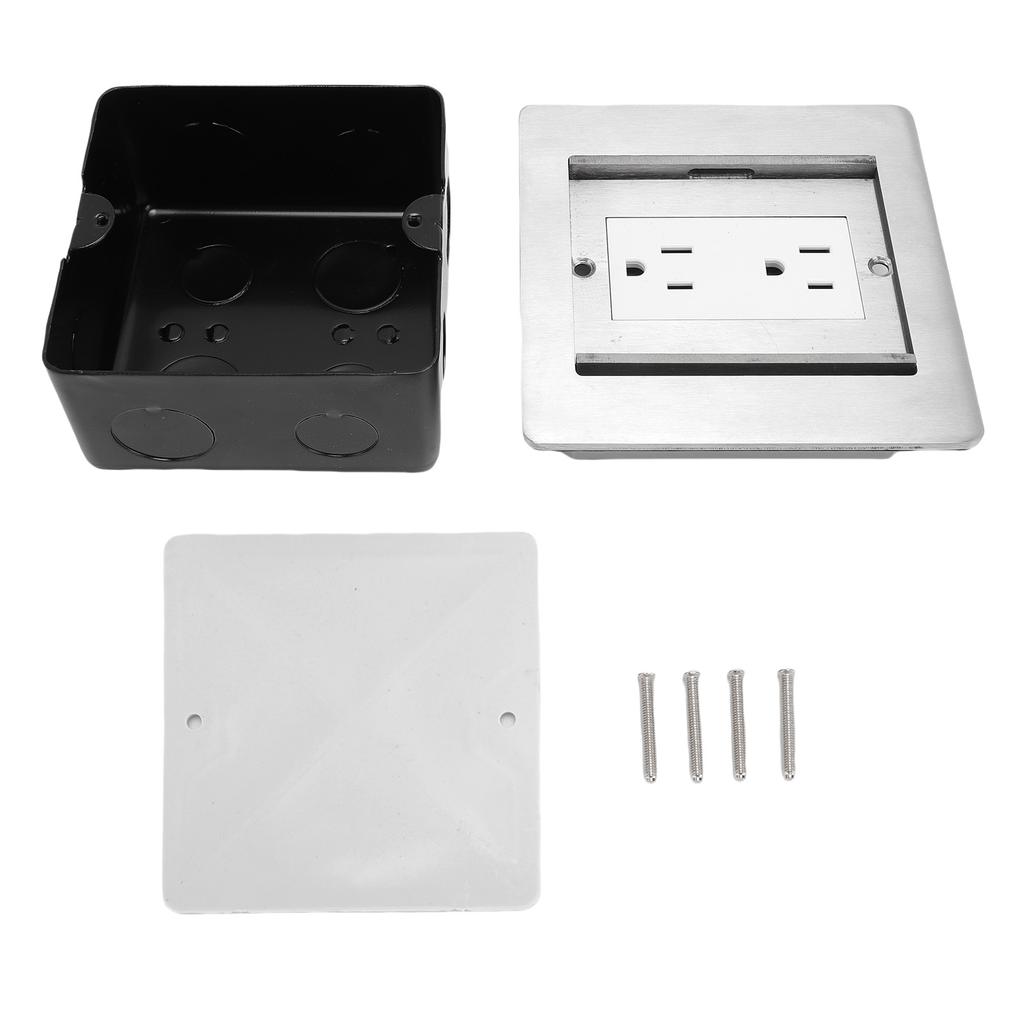 Recessed Floor Outlet 2 Receptacles Double Sliding Cover Water Proof Recessed Socket for Floor Table
