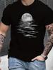Unisexs Fashionable LunarThemed Printed TShirt RoundNeck ShortSleeved Casual TShirt Summer Versatile Top Sports TShirt