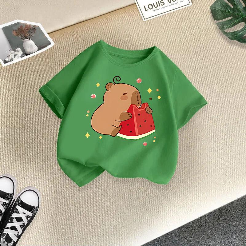 Children's Casual Short-sleeved T-shirt, Summer Boys' And Girls' Cute Capri Blouse
