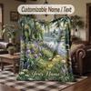 Riverbank Serenity Theme Throw Blanket Custom Name Text Personalized Blanket Soft Cozy Blanket for Home Sofa Bed