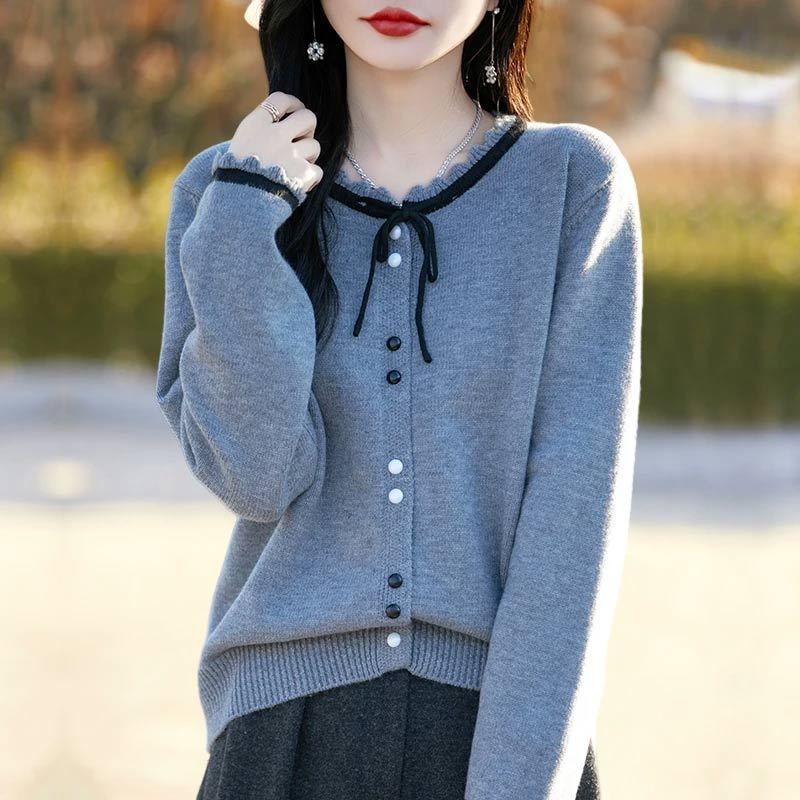 Sweaters Coat Cardigan for Women Autumn Winter Vintage Loose Long Sleeve Knit Cardigan Sweaters Jacket