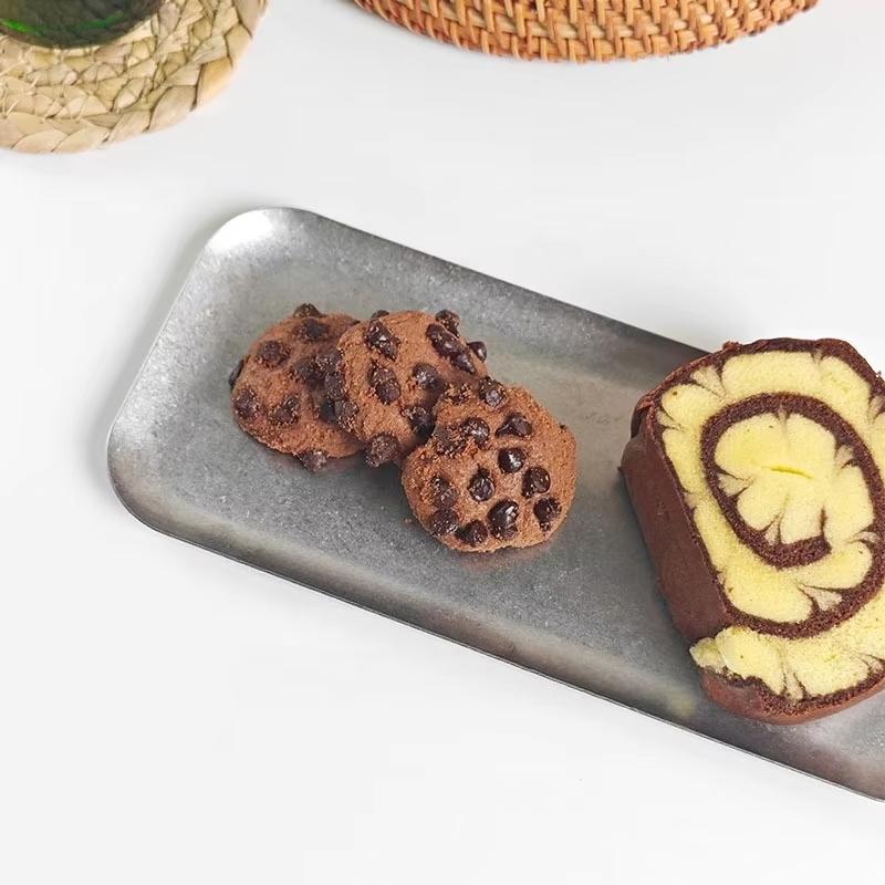 Retro Stainless Steel Trays, Sushi Plates, Snack Plates, Pastry Plates, Oval Shallow Trays, Industrial-Style Tableware