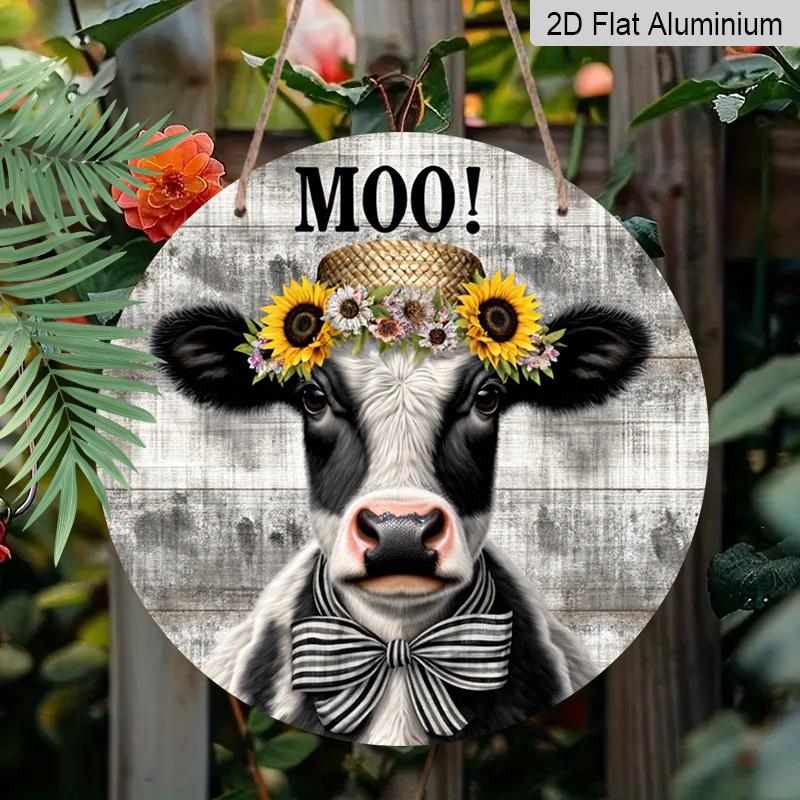 2D Flat 1pc, 8x8 in, Rustic Cow "Moo Y'all" Aluminum Metal Sign, Printed Artwork, Farmhouse Wall Decor, Home & Garden, Kitchen, Bar, Garage, Shop