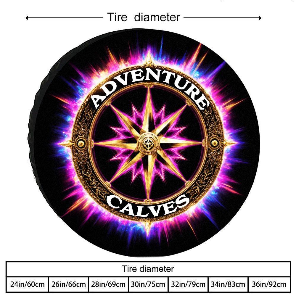 Adventure Compass Rose Tire Cover Polyester Durable Cover for SUV Truck Outdoor Decoration