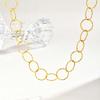 Vintage Geometric Circle Necklace for Women,Gold Color Stainless Steel Embossed Clavicle Chain Necklaces,Waterproof Jewelry Gift