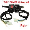 Universal Motorcycle 7/8" 22Mm Handlebar Horn Turn Signal Electrical Start Switch  12V Dc