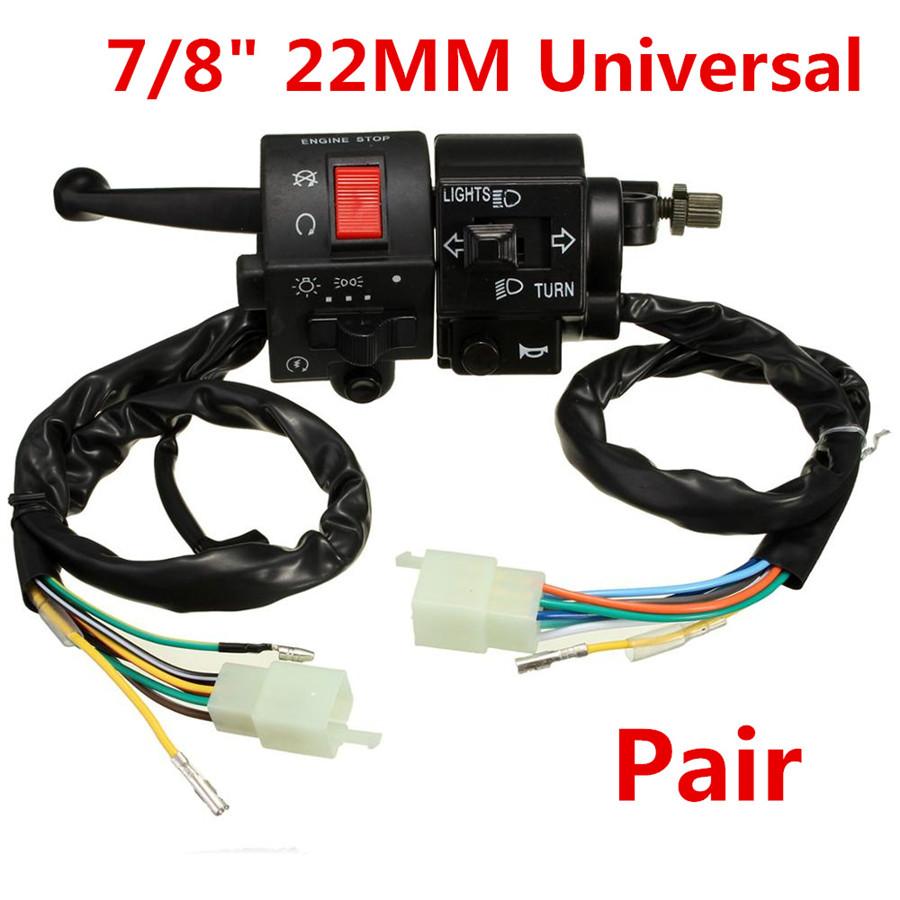 Universal Motorcycle 7/8" 22Mm Handlebar Horn Turn Signal Electrical Start Switch  12V Dc
