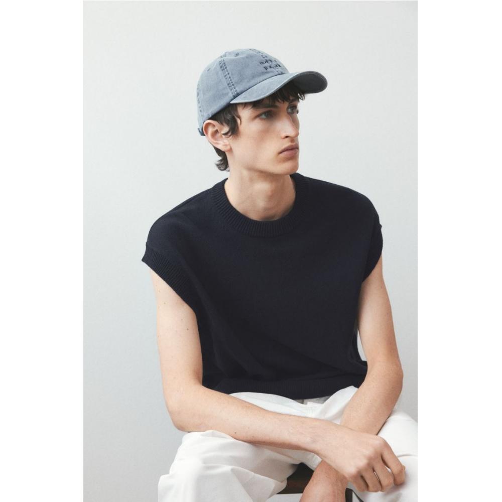 H M Regular Fit Sweater Vest Navy Blue