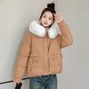2025 new winter thickened bread jacket padded jacket with large fur collar hooded short cotton jacket slimming loose cotton coat