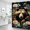1 Pcs Bear, Panda, Cat, Animal Printed Shower Curtain Bathroom Partition Bathroom Curtain With Hooks Home Decorative Curtain