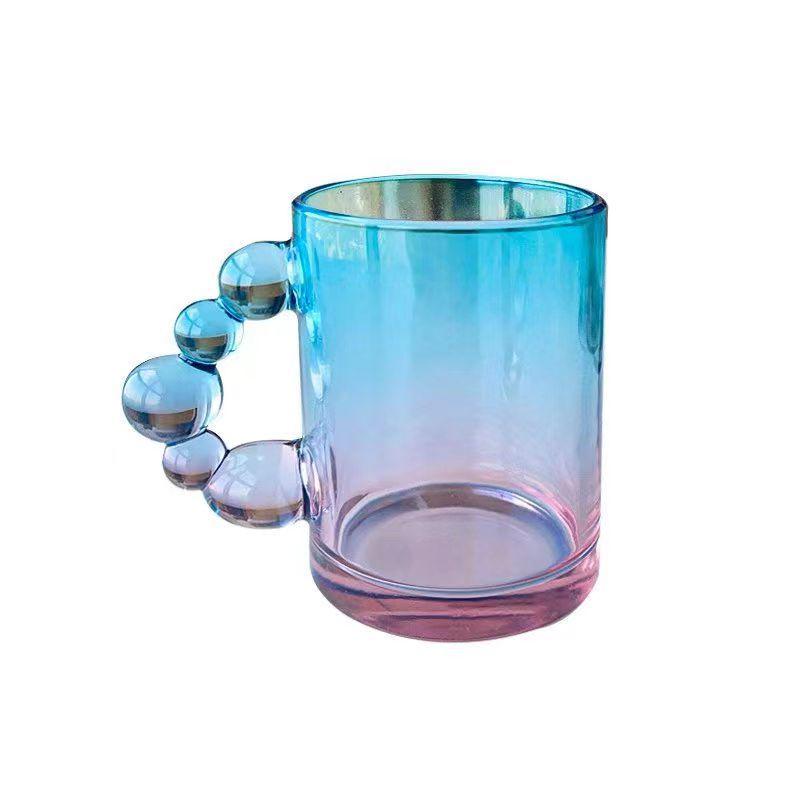 Wanghong Bubble Glass Cup with Pearl Handle - Multipurpose for Water, Milk, Coffee, Beer, or Beverages