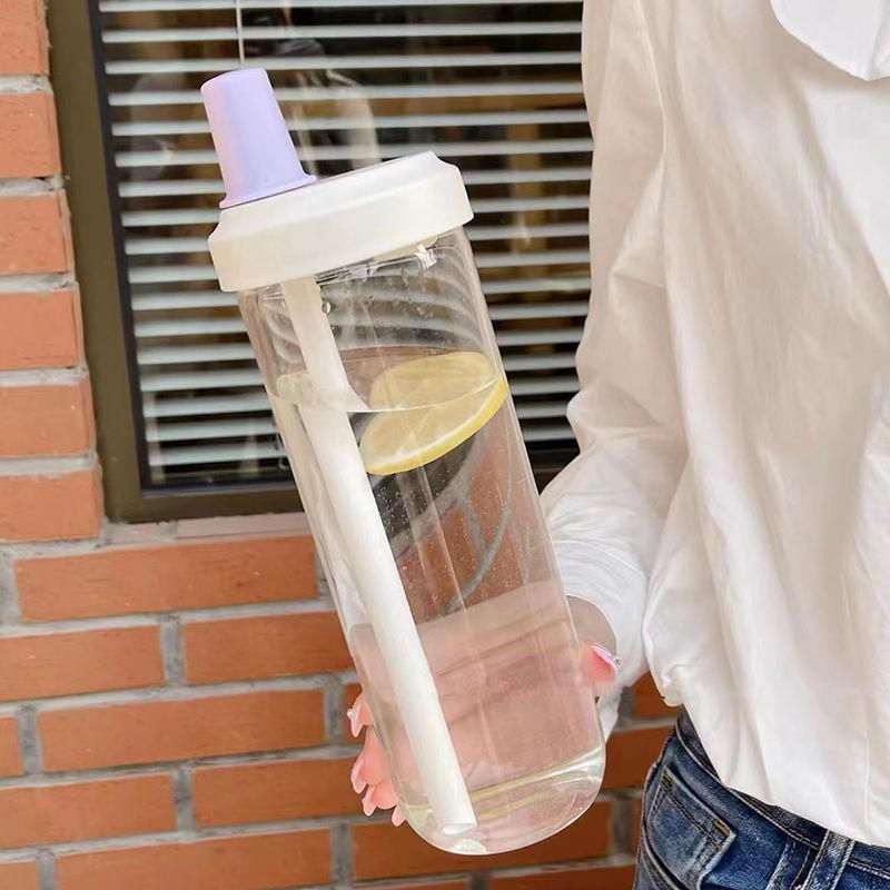 Portable High-Value Milk Tea Plastic Tumbler with Straw for Men and Women, Suitable for Outdoor and Home Use