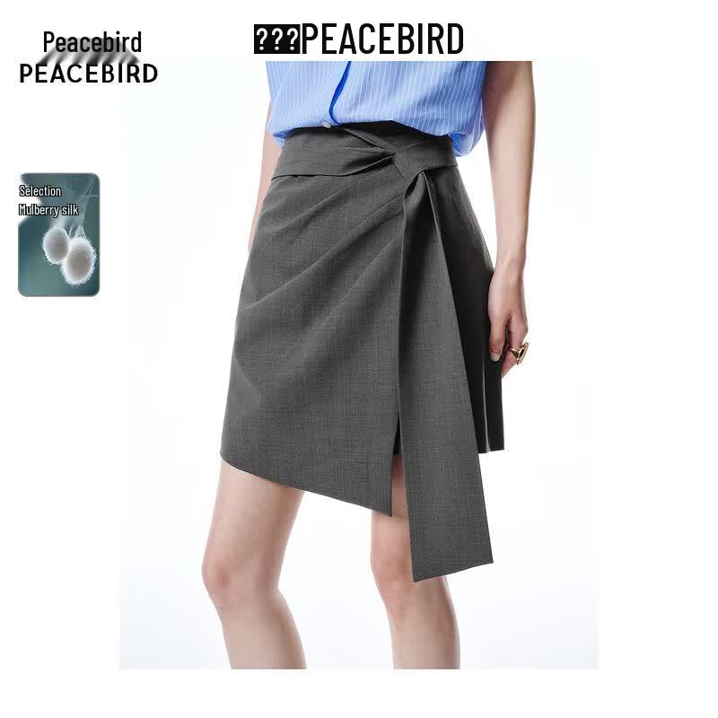 

PEACEBIRD A-Line High-Waist Irregular Hem Short Skirt M