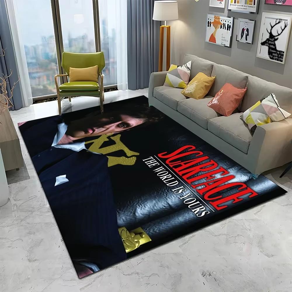 Tappeto Scarface 3D Classico Film Tony Tappeto per Casa Soggiorno Camera da Letto Divano Zerbino Decorazioni, Tappeto Area Giochi Bambini Tappetino Antiscivolo