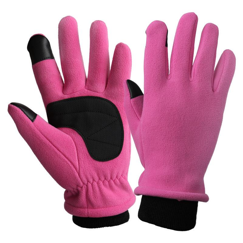 Winter Warm Gloves Fleece Double Thickened Coldproof Gloves Student Riding Electric Bike Bike Fleece Gloves