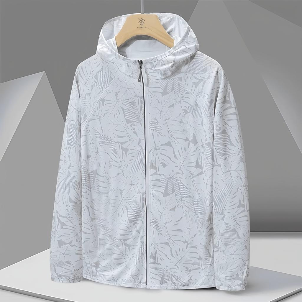 Unisex Hooded Long Sleeve Oversized Jacket UPF50+ Mesh Breathable Printed Sun Protection Outdoor Fishing Coat