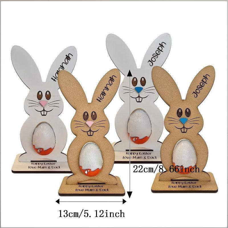 Wooden Egg Stand Bunny Egg Rack Wooden Easter Bunny Egg Holder For Kinder Eggs Personalized Table For Kids For Chocolate