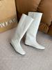 2025 European and American Style Fashionable and Simple Long Boots Versatile Winter Women's Boots Medium Heel Wedge Inner Height Increase Wide Tube Hi