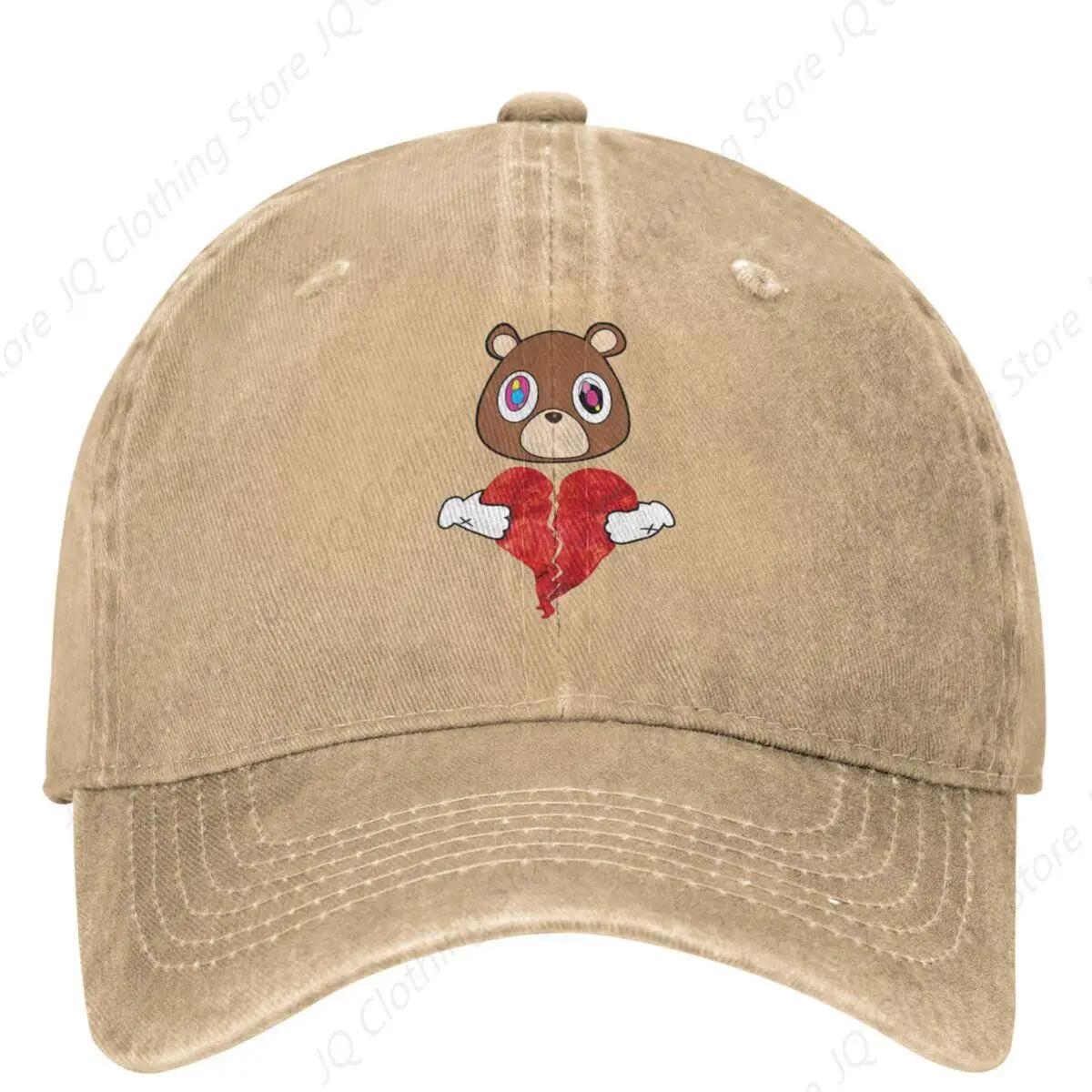 Бейсболка Kanye West Washed Graduation Bear Fashion Hip Hop Hats Весна Мужская Взрослая Уличная Спортивная Бейсболка Adjustable хаки