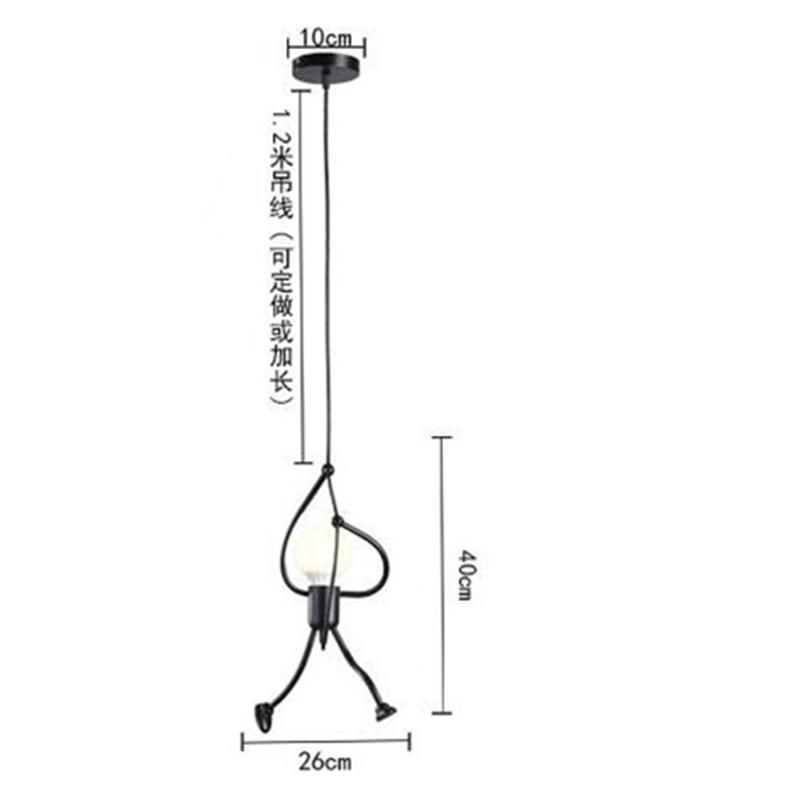 

Подвесные светильники Nordic Little Iron Man Подвесной светильник Retro Loft Освещение для детской комнаты Кухня Ресторан Кофе-бар Дом No light bulb чёрный