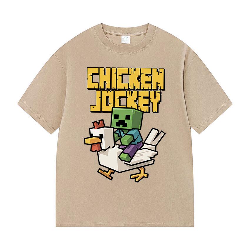 Game Chicken Jockey Funny Graphic T Shirt Men Fashion Cosplay O-Neck Clothing T-shirts Y2k Unisex Retro Oversized Cotton T-shirt