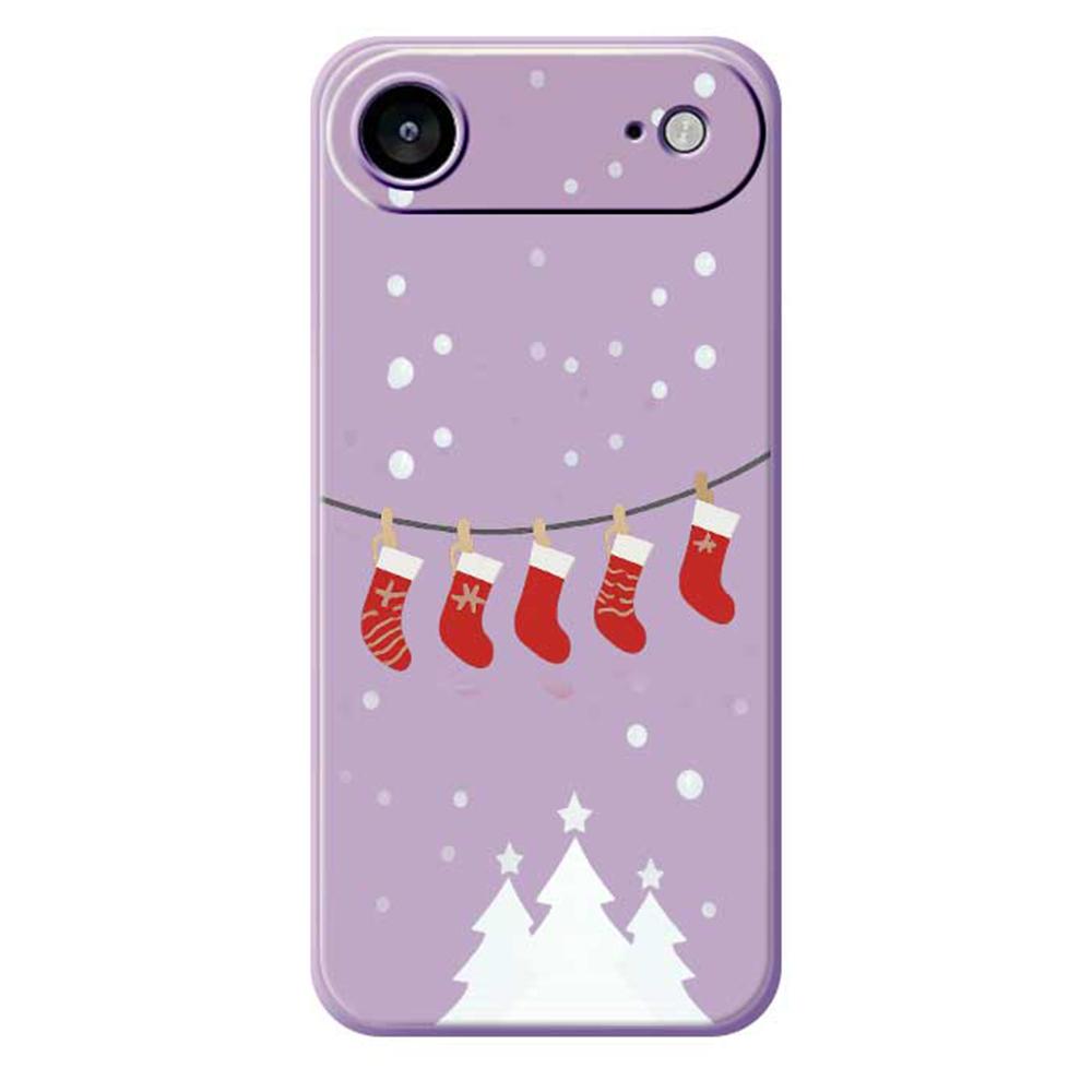 Für iPhone 17 Air Hülle Weihnachtssocken Musterdruck Gerade Kante TPU Handy Rückseite