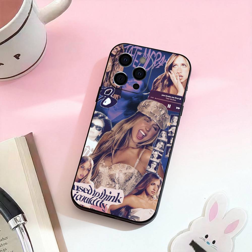

Popular Singer T-Tate McRae Phone Case For iPhone 17,16,15,14,13,12,11 Plus,Pro Max,Soft Silicone Black Cover iPhone12