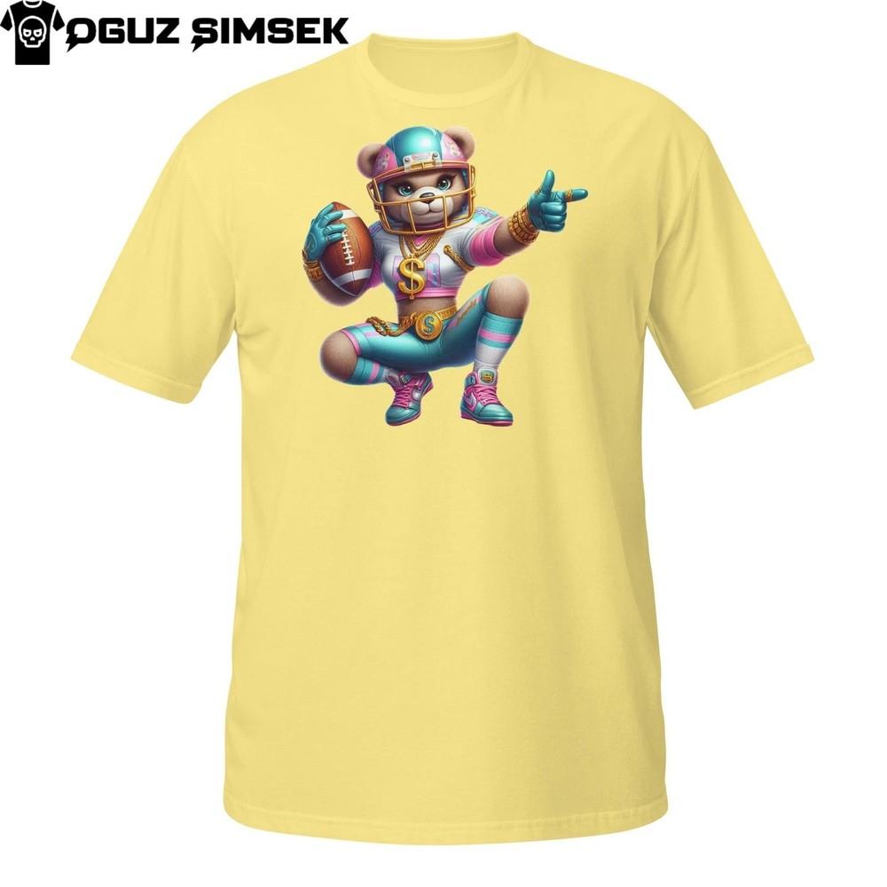 

Streetwear Football Tee – Urban Bear Player with Helmet and Gold Chain 3XL