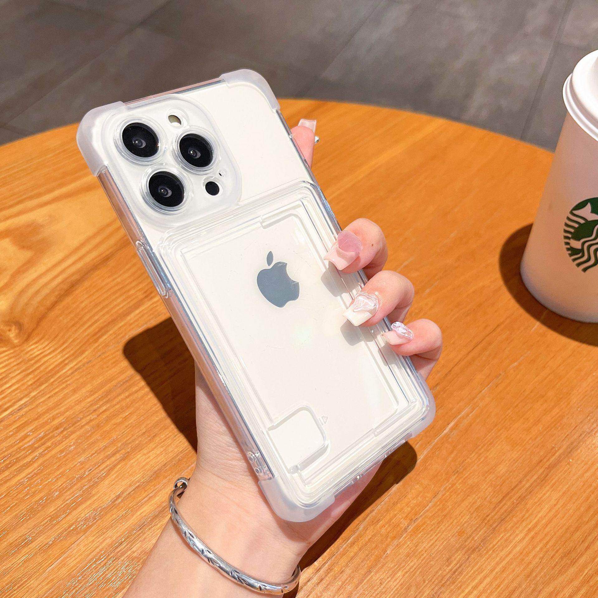 

Чехол для телефона с держателем для карт для iPhone 11 13 15 Pro Max 14 Plus 12 15promax 14promax 13promax Силиконовый чехол для слота для карт, противоударный For iPhone15 Pro Max