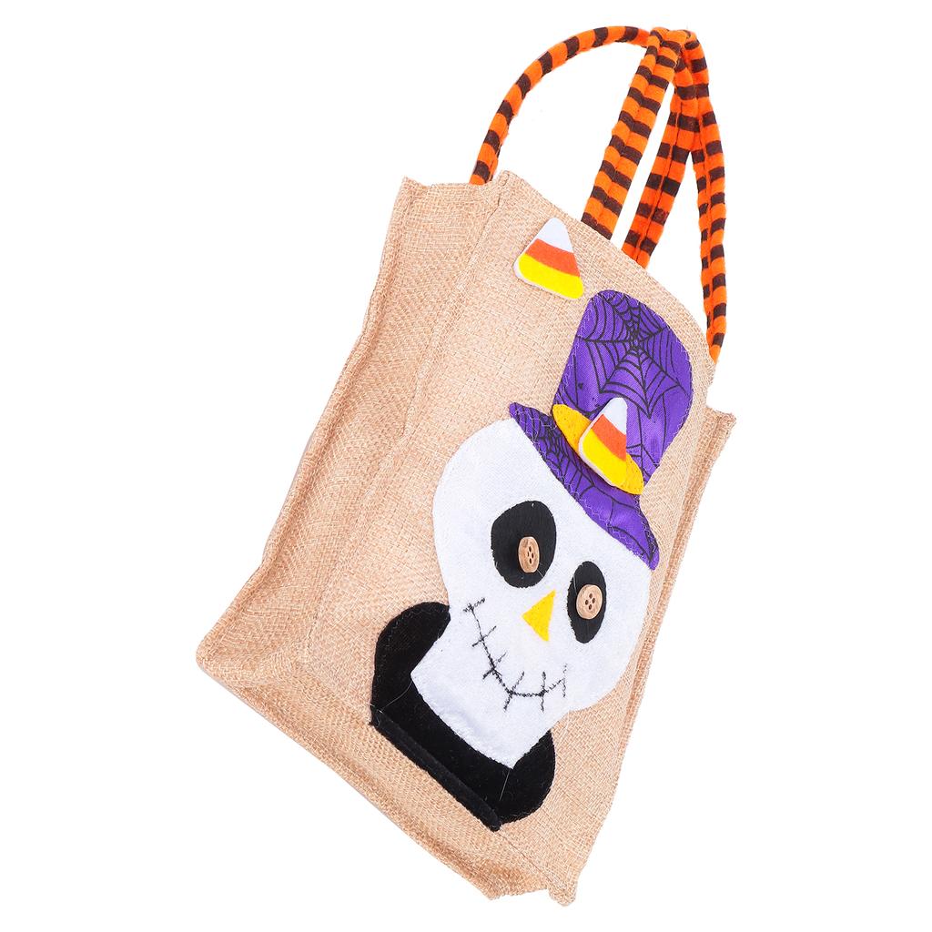 Halloween Tote Bag Gunny Cloth with Handle 4 Patterns Thanksgiving Bags for Trick Treat