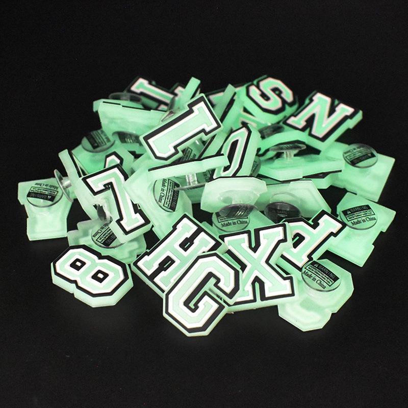 Fluorescent PVC Soft Rubber Clog Shoe Decorations - Letters & Numbers - DIY Accessories