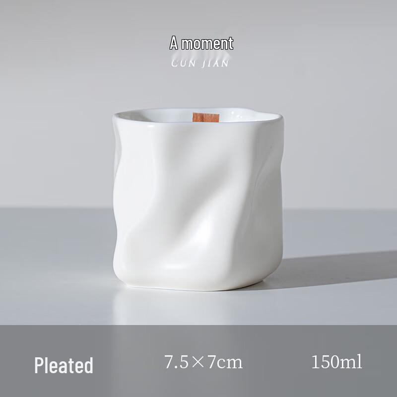 Modern Geometric White Porcelain Candle Holder