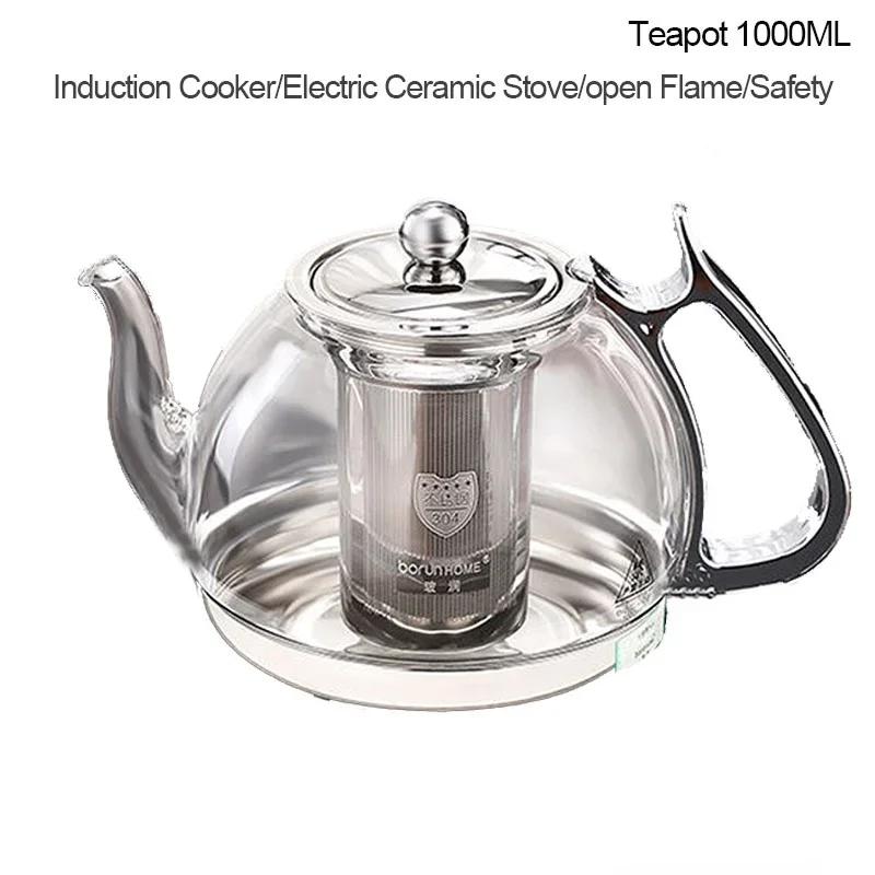 Tetera de Vidrio Resistente al Calor para Cocina de Inducción Horno Electromagnético Olla con Filtro Multifuncional Hervidor para Estufa de Gas Juego de Té