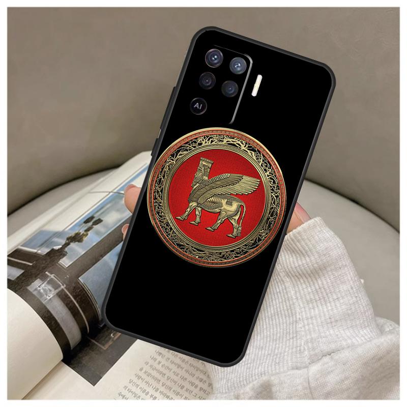Lamassu Assyrian Winged Lion Case For Oppo A74 A94 A54 A18 A38 A58 A78 A98 A80 A60 A40 A96 A76 A16 A15 A17 A57 A77 A5 Pro
